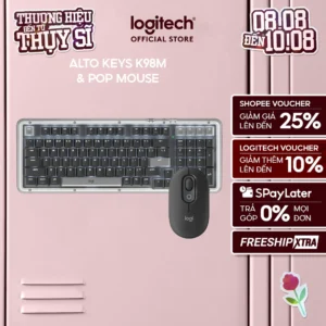 Combo Bàn phím Logitech Alto Keys K98M & Chuột POP Mouse - Emoji tùy chỉnh, Đệm hấp thụ rung động