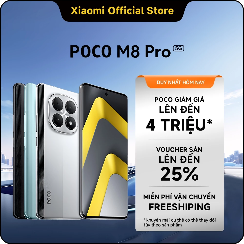 Điện thoại thông minh POCO M8 PRO 5G (8+256GB|12+512GB)|Pin 6.500mAh (typ) siêu lớn|Màn hình AMOLED CrystalRes 1.5K
