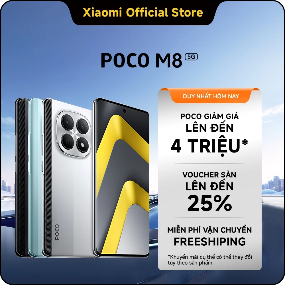 Điện thoại thông minh POCO M8 5G (8+256GB | 8+512GB)|Thiết kế cong 3D thanh mảnh chỉ 7.35mm|Màn hình Flow AMOLED 6.77" 1