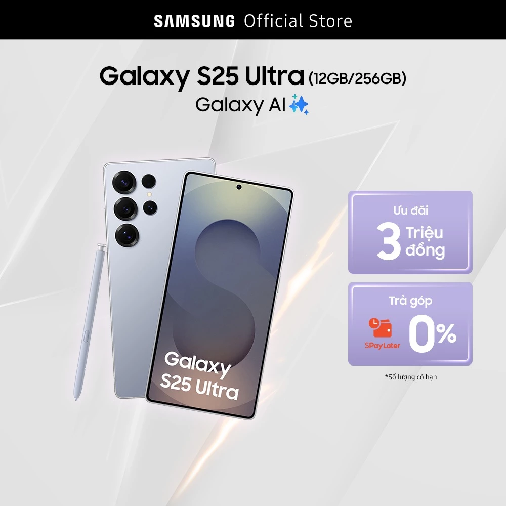 Điện thoại Samsung Galaxy S25 Ultra, Điện thoại AI, 256GB, Video camera đêm Nightography, S Pen đa nhiệm