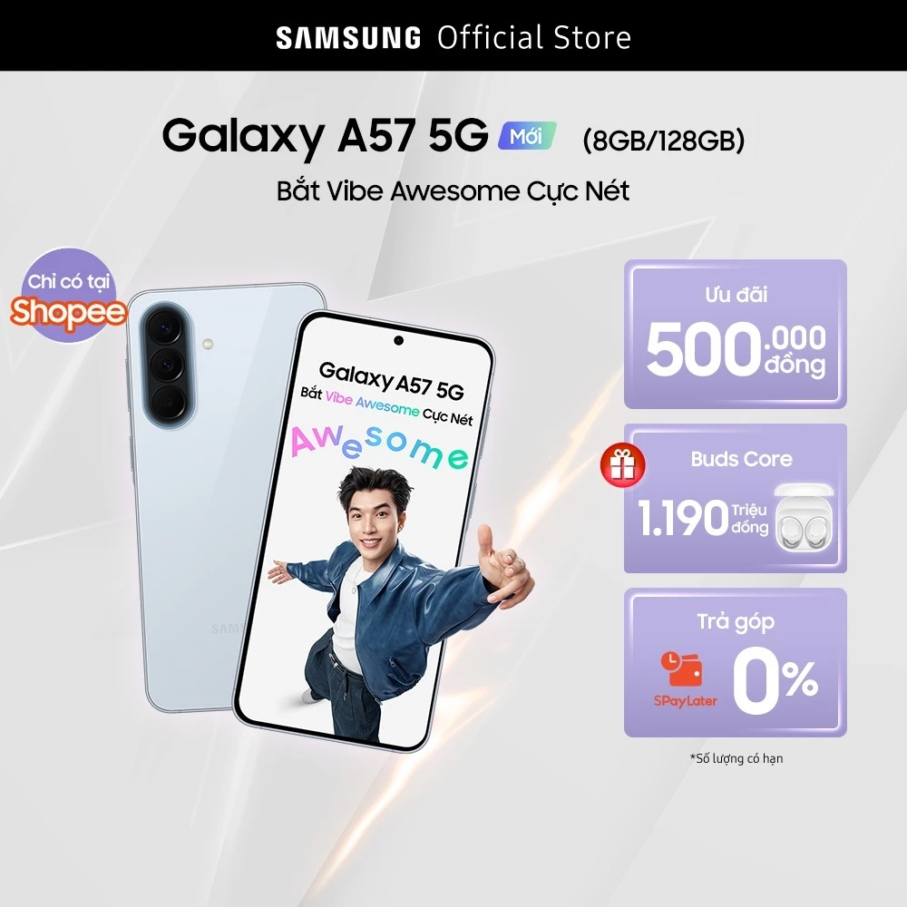 Combo Độc Quyền: Điện Thoại Samsung Galaxy A57 128GB + Tai Nghe Samsung Galaxy Buds Core