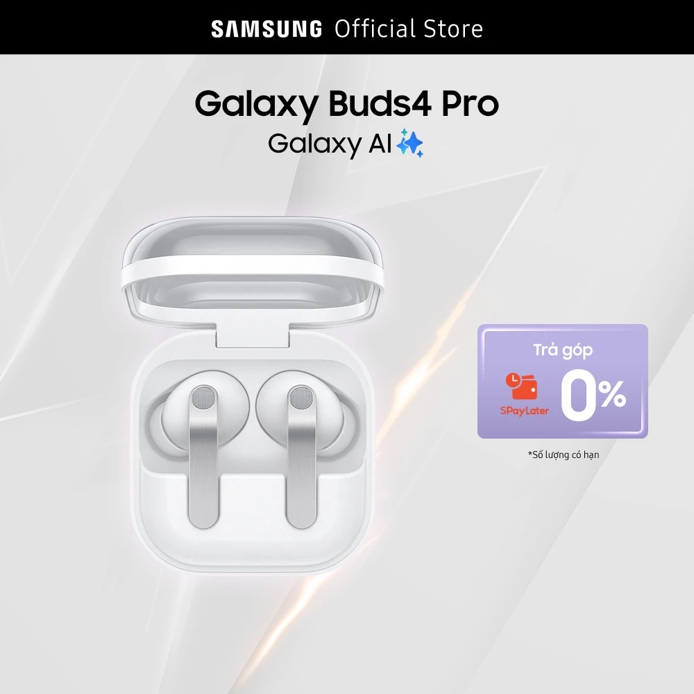 Tai nghe Samsung Galaxy Buds4 Pro, Chất âm Hi-Fi đa tầng, Chống ồn chủ động, Galaxy AI đa tác vụ