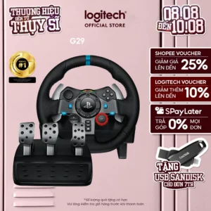 Vô lăng đua xe Logitech G29 Driving Force và bàn đạp thép không gỉ, tay lái bọc da, phù hợp PS5, PS4