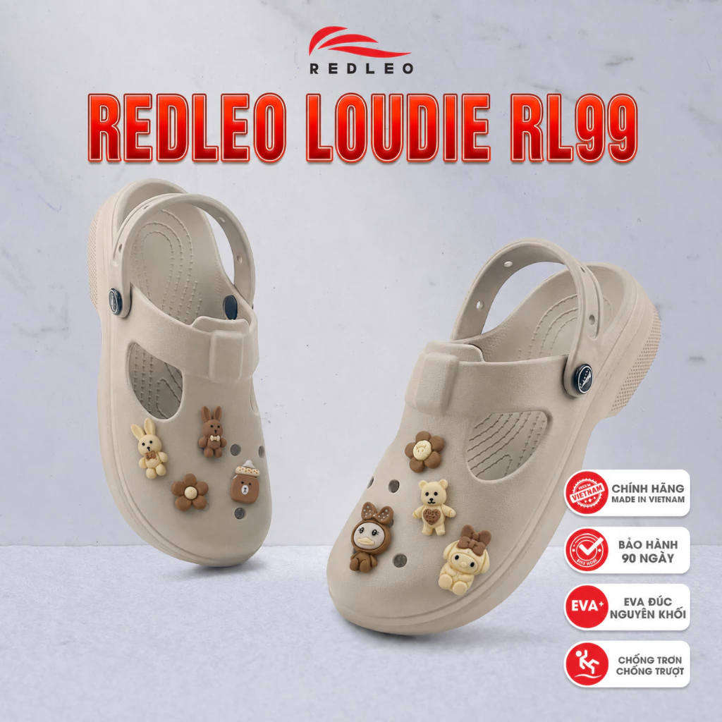 Giày Sục Nữ REDLEO Cloudie - Chất Liệu EVA Siêu Nhẹ, Không Mùi, Đế Bằng 3cm RL99