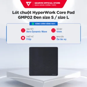 Lót chuột HyperWork Core Pad GMP02 Đen Size S / Size L - 3 Lớp, Đế Chống Trượt & Phủ Chống Nước