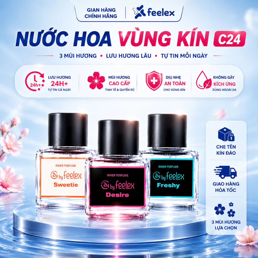 Nước hoa vùng kín C24 by Feelex nhiều mùi hương quyến rũ, ngọt ngào và thanh mát - Lọ 5ml