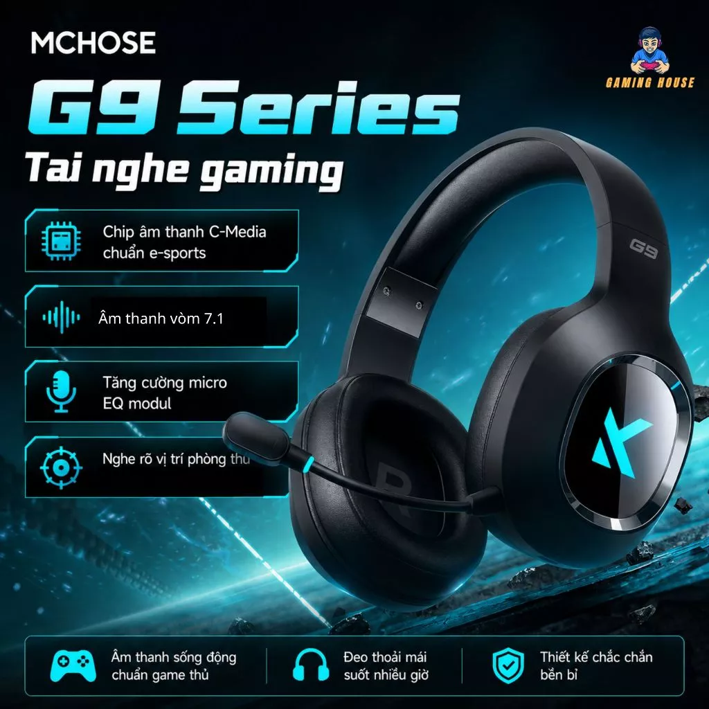 Tai nghe Gaming Mchose G9 Series - Chụp tai - Có dây - Micro giảm ồn - Âm thanh vòm 7.1 - Chip CMedia