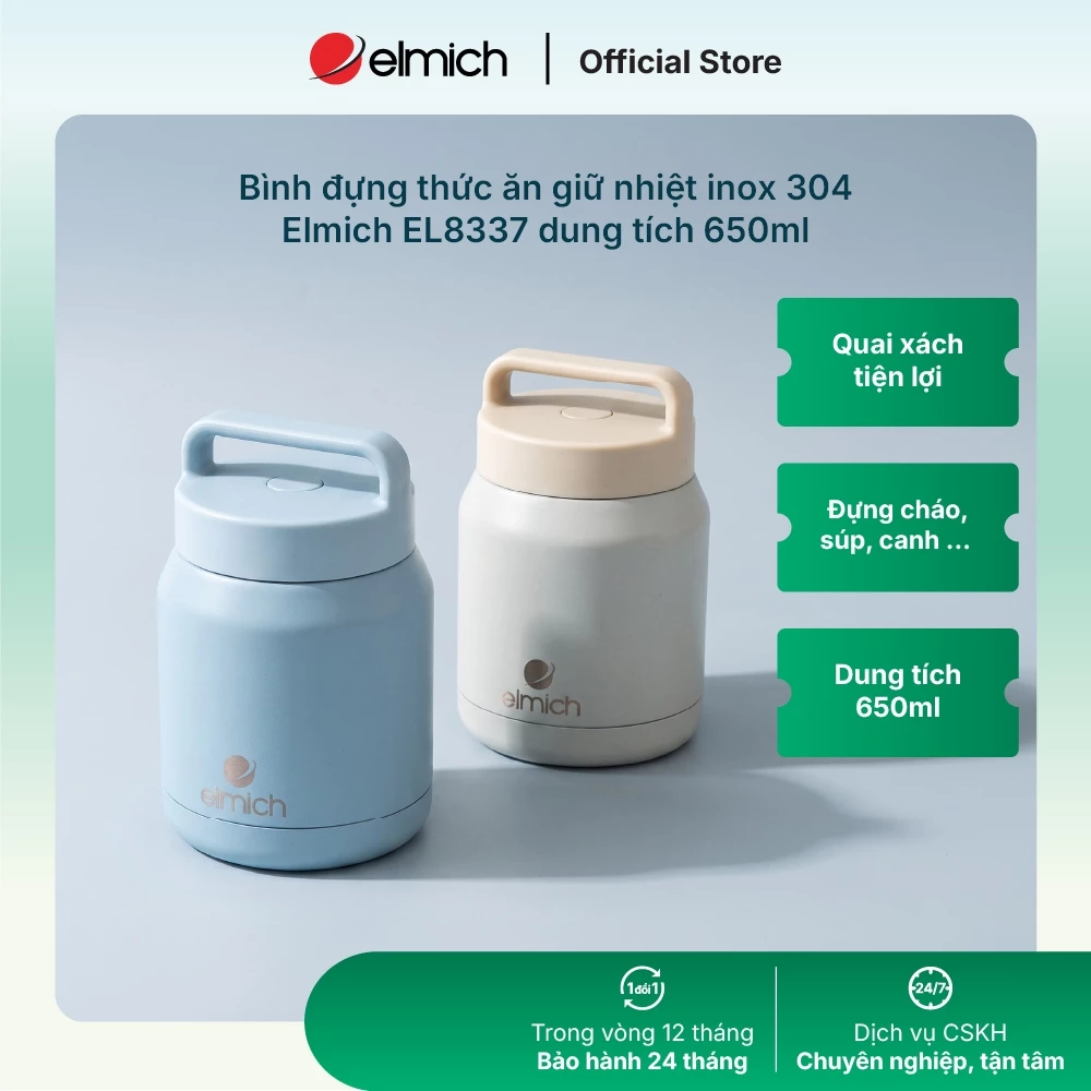 Bình đựng thức ăn giữ nhiệt inox 304 Elmich EL8337 dung tích 650ml