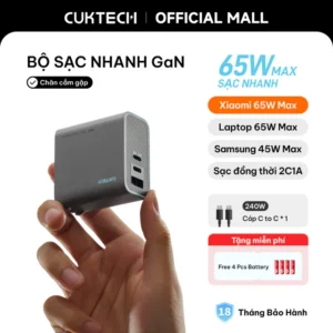 Củ Sạc Nhanh CUKTECH GaN 40W Siêu Nhỏ Gọn Chân Gập Không Nóng Máy Cho iP 17/16/15/iPad Air/Xiaomi 17/Samsung S26