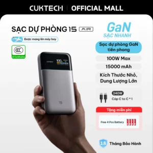 【Được chứng nhận CCC】CUKTECH Power Bank GaN tiên phong 100W Max 15000mAh Xiaomi 90W Max Laptop 65W Samsung 45W iP16 38W