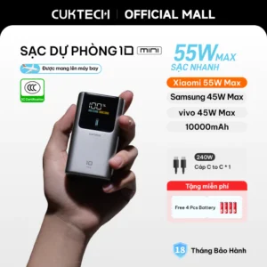 【Được chứng nhận CCC】CUKTECH Mini 55W Sạc Nhanh 10000mAh Pin Sạc Dự Phòng Xiaomi 55W Max Samsung 45W iP16/15/14