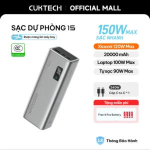 【Được chứng nhận CCC】CUKTECH Sạc Nhanh 150W 20000mAh – Hỗ Trợ Xiaomi 120W Laptop 100W Samsung 45W iP 16/15/14