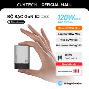 Củ Sạc Nhanh CUKTECH GaN 120W Siêu Nhỏ Gọn Chân Cắm Gập Sạc Laptop MacBook Cho iP 17/16/15 Xiaomi 17/Samsung S26
