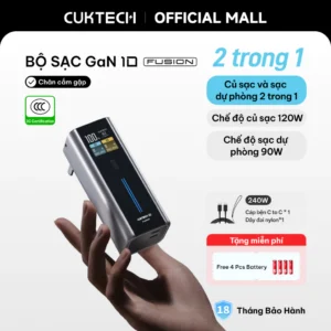 【Được chứng nhận CCC】CUKTECH 120W Max 2 Trong 1 Mini Pin Dự Phòng kiêm Củ Sạc Công Suất Cao — Xiaomi 120W Laptop70W
