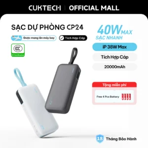 【Được chứng nhận CCC】CUKTECH Pin Dự Phòng 20000mAh Sạc Nhanh 40W – Tích Hợp Dây, Hỗ Trợ iP 38W / Xiaomi 33W —— CP24 Powe