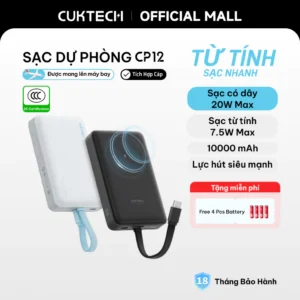 【Được chứng nhận CCC】CUKTECH Pin Dự Phòng 20000mAh Sạc Nhanh 40W – Tích Hợp Dây, Hỗ Trợ iP 38W / Xiaomi 33W —— CP24 Powe
