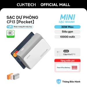 【Được chứng nhận CCC】CUKTECH Pin Dự Phòng Mini 10000mAh Sạc Nhanh 30W – Hỗ Trợ iP 16/15/14