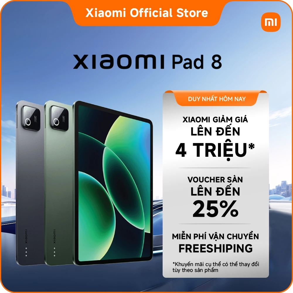 Máy tính bảng Xiaomi Pad 8 (8+128GB|8+256GB)| Pin 9200mAh (typ)| Màn hình 3.2K 144Hz| Vi xử lý Snapdragon 8s Gen 4