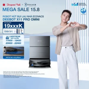Ecovacs DEEBOT X11 Pro Omni Robot hút bụi lau nhà | Lực hút 19.500Pa | Tự động giặt giẻ bằng nước nóng 75°C | BH 2 năm