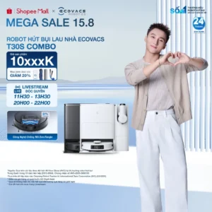 Ecovacs T30s Combo Robot hút bụi kết hợp máy hút bụi cầm tay | Lực hút 11.000Pa | Trạm OMNI toàn năng | BH 24 tháng