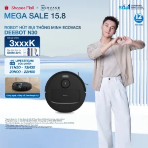 Ecovacs Deebot N30 Robot hút bụi lau nhà | Lực hút 10.000Pa | Điều khiển qua App thông minh | BH 12 tháng