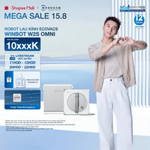 Ecovacs Winbot W2S Omni Robot lau kính thông minh | Trạm sạc đa năng di động | Lực hút tối đa 8.000 PA | BH 12 tháng