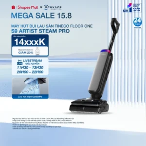 Tineco Floor One S9 Artist Steam Pro Máy hút bụi lau sàn hơi nước nóng | Lực hút 22.000Pa | BH 24 tháng