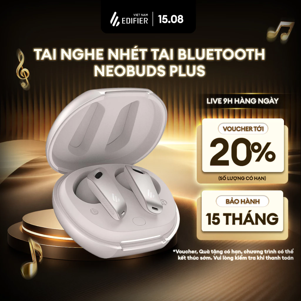 Tai Nghe BIuetooth Nhét Tai EDIFIER NEOBUDS PLUS | Bluetooth 5.4 | Khử Ồn Tới -48dB | Bảo Hành 15 Tháng
