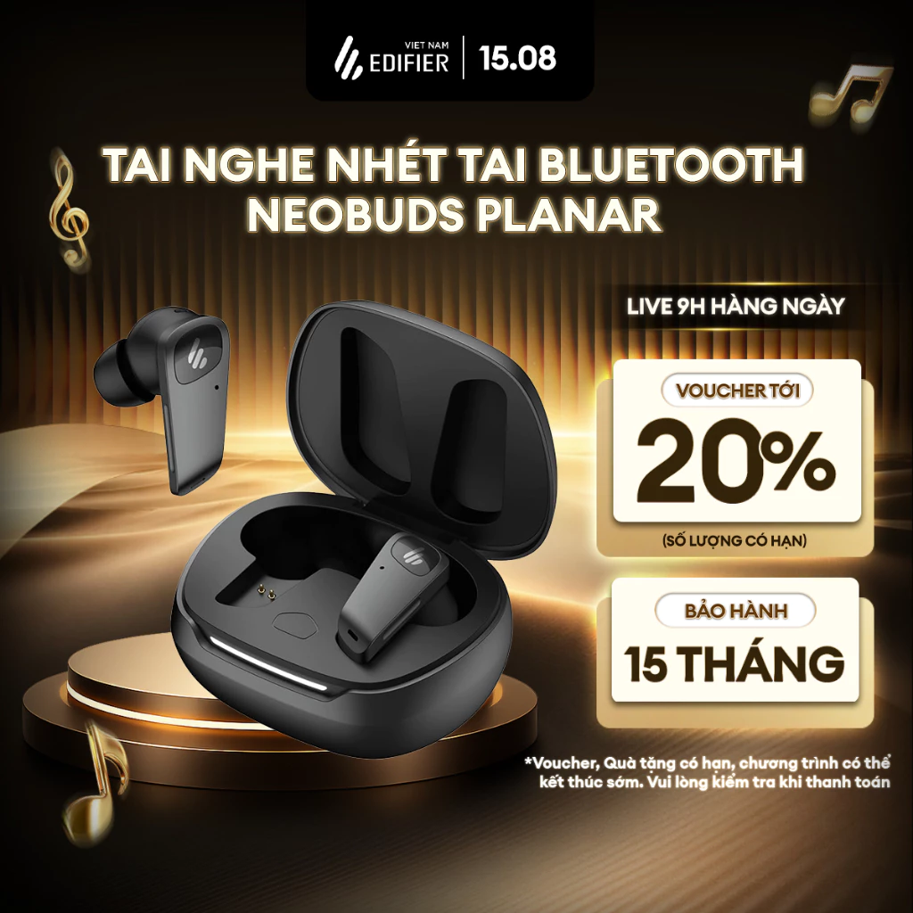 Tai Nghe Bluetooth Nhét Tai Không Dây EDIFIER NEOBUDS PLANAR - Khử Ồn Tùy Chỉnh - Chơi Nhạc Đến 30H - 15 Tháng Bảo Hành