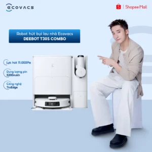 [KOLs] Ecovacs T30s Combo Robot hút bụi kết hợp máy hút bụi cầm tay | Lực hút 11.000Pa | BH 24 tháng