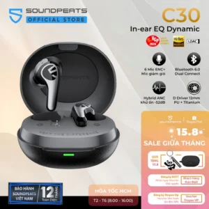 Tai Nghe True Wireless ANC SoundPEATS C30 Chống ồn -52dB Hybrid | Hires LDAC | 6 Mic Bluetooth 6.0