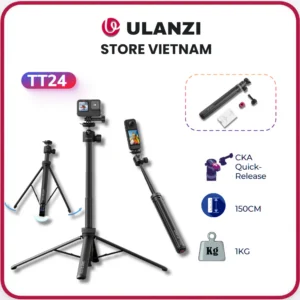 Ulanzi TT24 - Tripod Tự Bung, Tháo Lắp Nhanh, Cao 150CM ,Tải 1KG Cho Máy Ảnh/ Pocket/ ActionCam