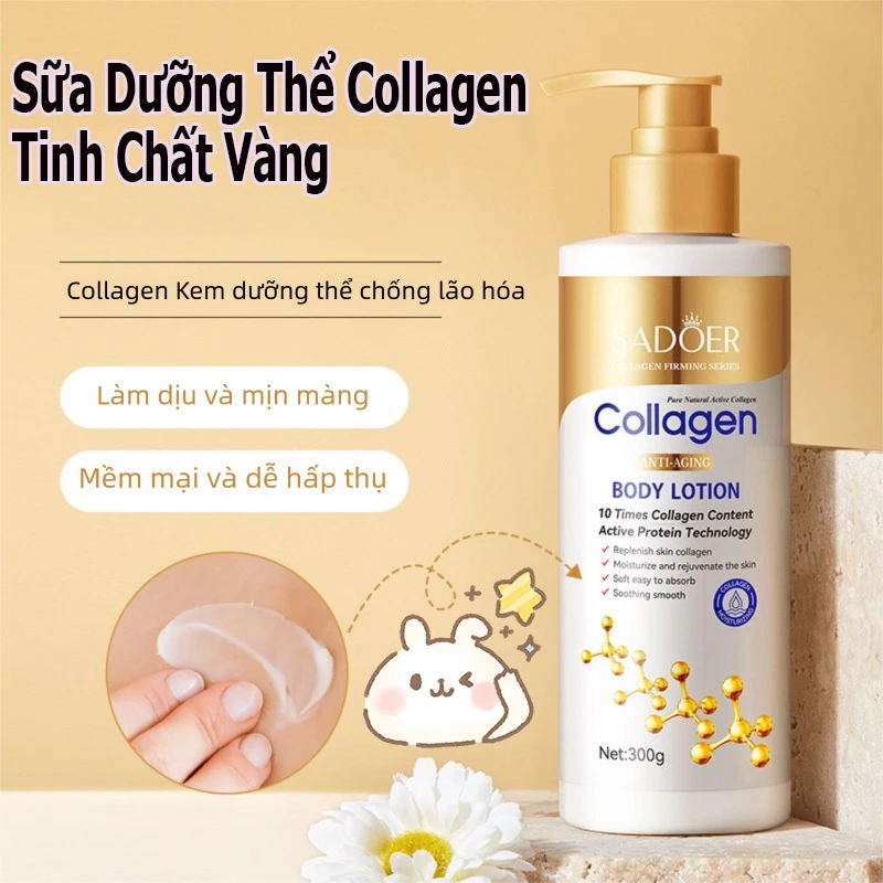 Sữa Dưỡng Thể Collagen Tinh Chất Vàng 300g Ngăn Ngừa Lão Hóa, Trắng Da Peach & Petal