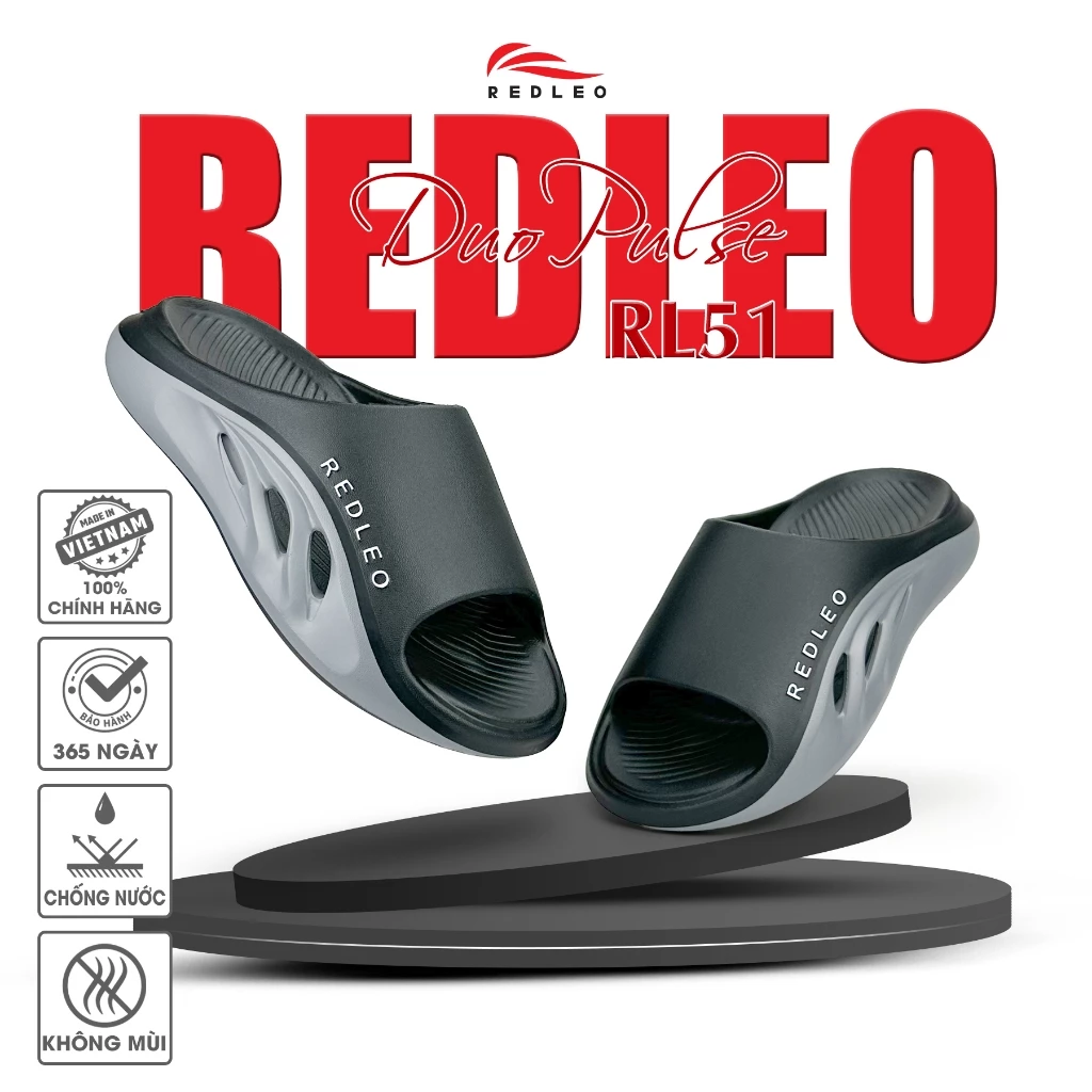 Dép Quai Ngang Nam REDLEO DuoPulse |Có Big Size| Đúc Nguyên Khối Phối Hai Màu Thời Trang RL51