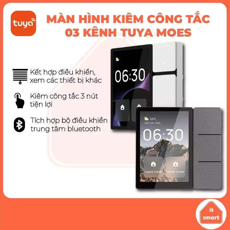 Công tắc thông minh kiêm màn hình trung tâm Tuya Moes, điều khiển thiết bị khác, có bản hồng ngoại