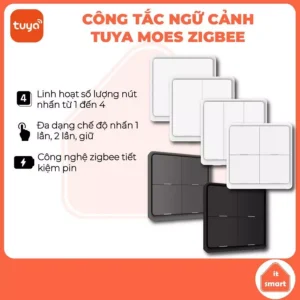 Công tắc ngữ cảnh zigbee Tuya Moes 1-2-3-4 nút, màu đen, trắng, thời lượng pin dài lâu, điều khiển