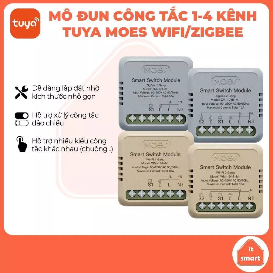 Công tắc thông minh Tuya, module Tuya Moes, công tắc hẹn giờ, công tắc Matter, wifi, zigbee