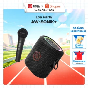 Loa Karaoke Di Động Alpha Works Sonik Plus - Công Suất 44W, Kèm Micro Không Dây