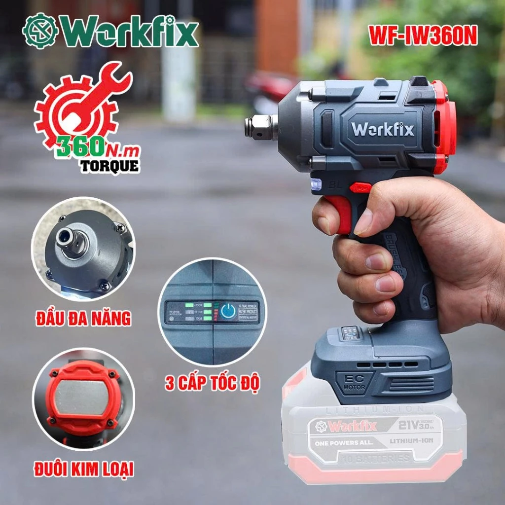 Thân Máy Siết Bulong WORKFIX WF-IW360N - 360Nm Không Chổi Than - Image 3