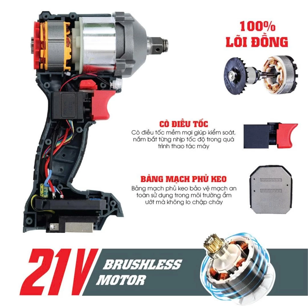 Thân Máy Siết Bulong WORKFIX WF-IW360N - 360Nm Không Chổi Than - Image 2