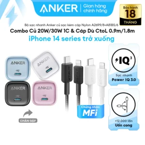 [LIVE] Combo sạc nhanh ANKER 20W/30W cho iP8-14 -Củ Zolo 20W/30W 1C & Cáp Dù CtoL MFi - A2699/8+A81B5/6