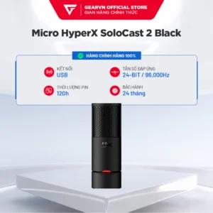 Micro HyperX SoloCast 2 Black - USB Microphone cho game thủ, streamer, nhà sáng tạo