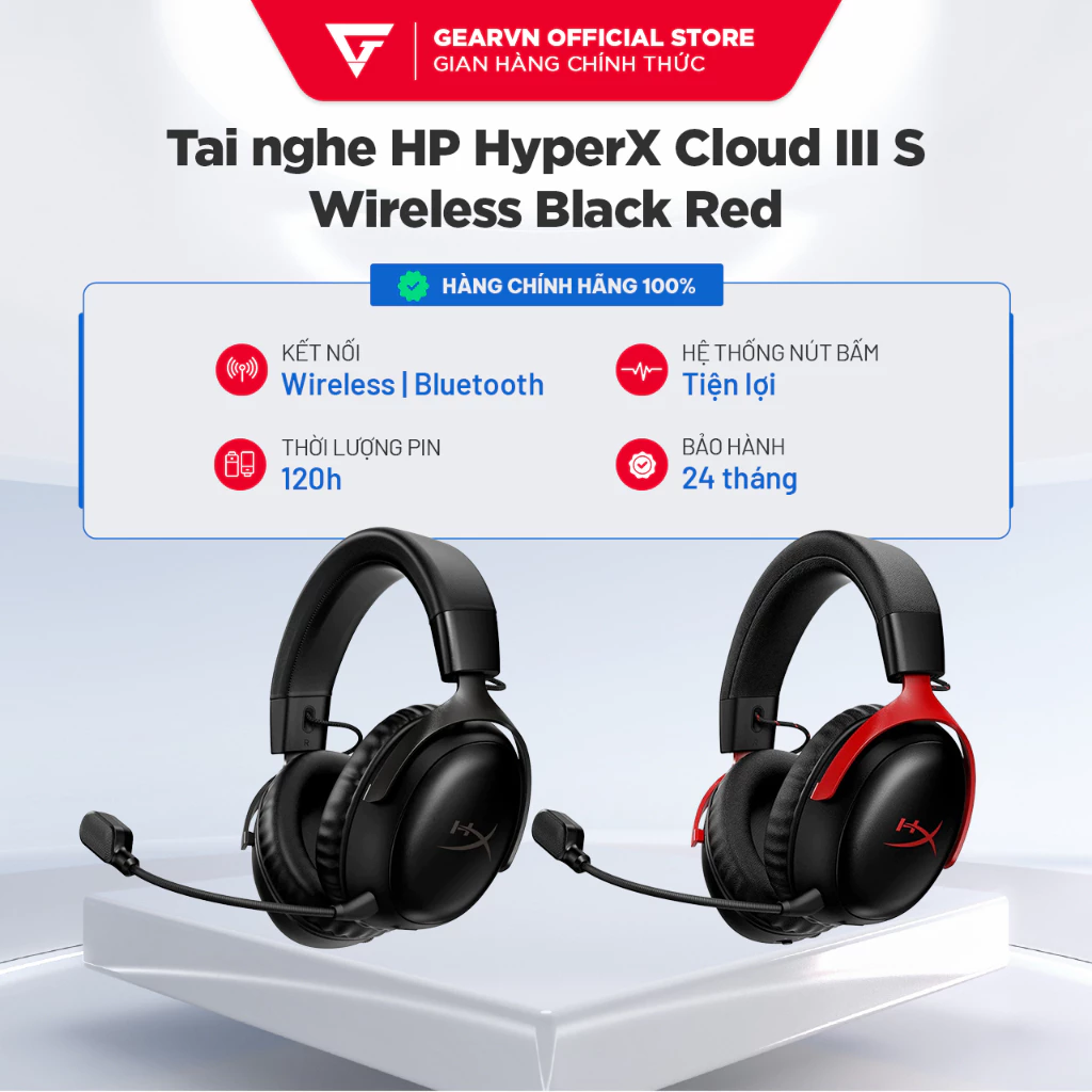 Tai nghe HP HyperX Cloud III S Wireless 3 mode kết nối BH 24 tháng Gaming cao cấp