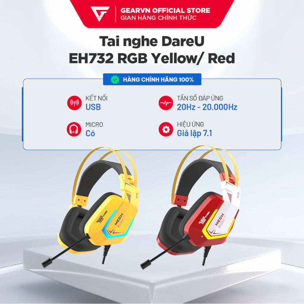 Tai nghe DareU EH732 RGB Yellow/ Red