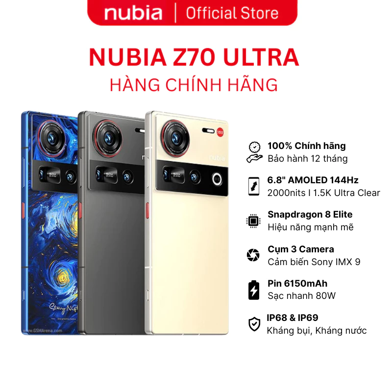 Điện Thoại Nubia Z70 Ultra: Snapdragon 8 Elite, Pin 6150mAh, Chính Hãng Giá Rẻ
