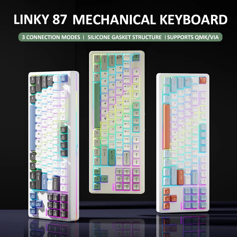 Bàn Phím Cơ ELECFOX LINKY 87 TKL Gasket 3 Mode - Image 2