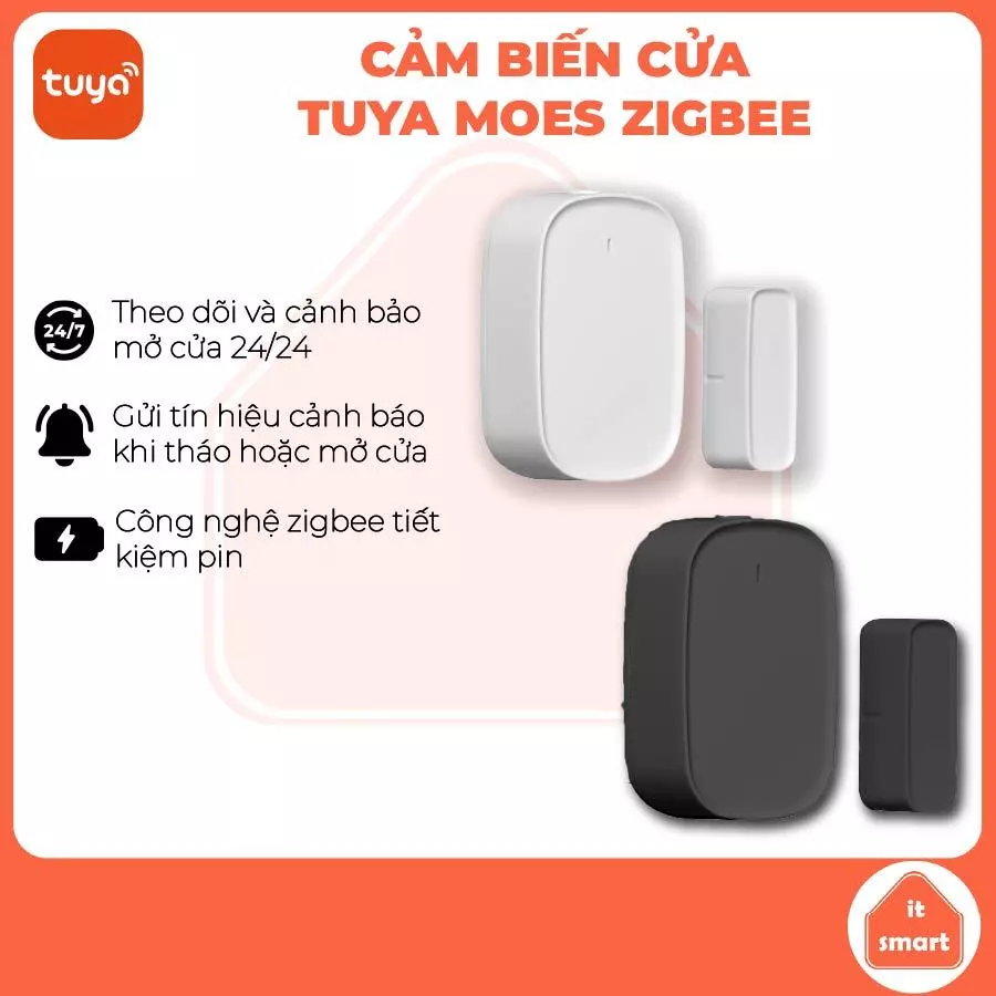 Cảm biến cửa zigbee Moes Tuya thời lượng pin dài lâu, độ nhạy cao, có thể tương thích Apple Homekit