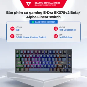 Bàn phím cơ Gaming có dây EDRA EK375v2 - Alpha Linear Switch Layout 75% Có núm xoay BH 24 tháng