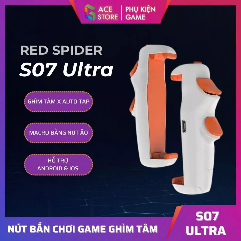 Nút bắn chơi game hỗ trợ ghìm tâm, Autotap RED Spider PRO S07 Ultra dành cho IOS và Android | Gace Store