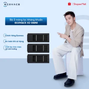 Bộ 3 màng lọc kháng khuẩn tương thích Ecovacs X2 OMNI (đen - chính hãng)